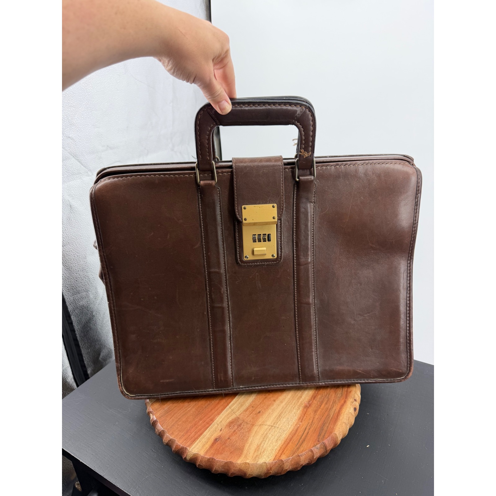 Coach Gladstone Briefcase Mens Os Brown Leather Vintage Brass Lock Usa 5220